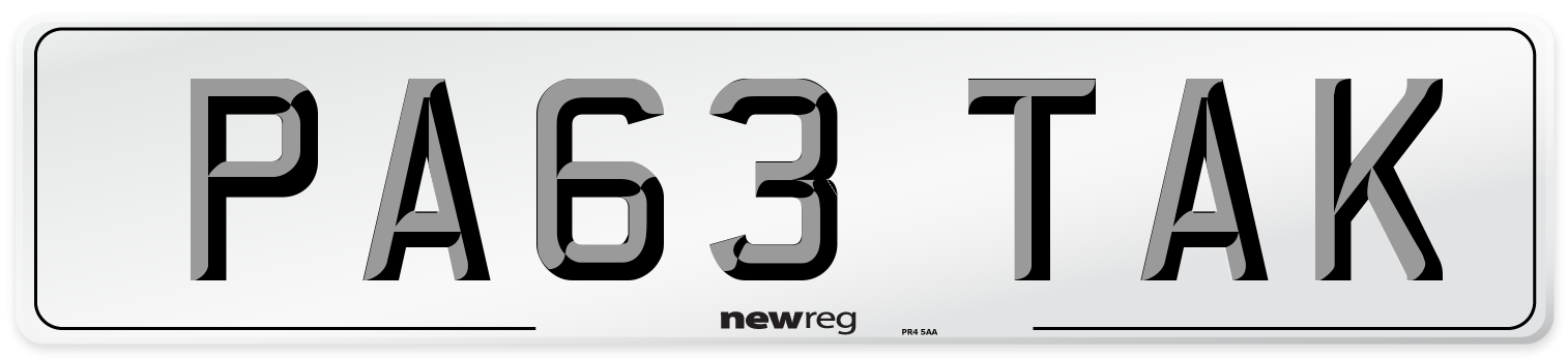 PA63 TAK Number Plate from New Reg